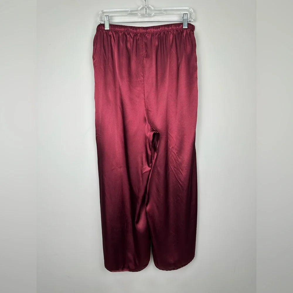 BB Dakota Burgundy Wide Leg Satin Pull On Pant Size Large